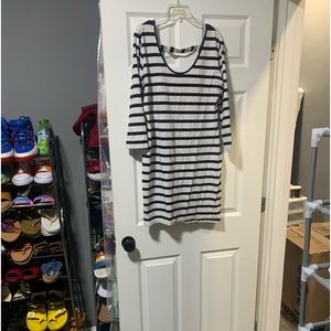 Black and white striped mini dress
